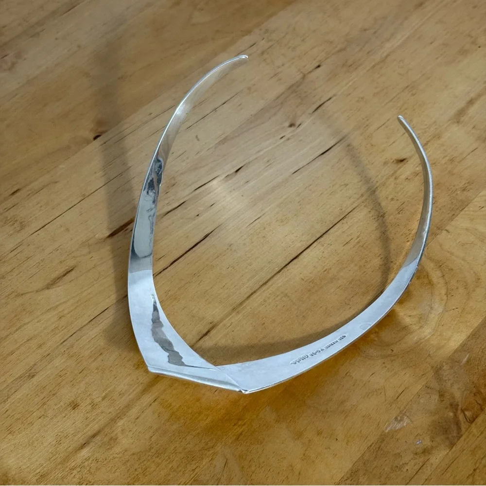 Vintage TAXCO 950 Mexico TO-96 ALICIA Sterling Silver Modernist Cuff Necklace - Picture 9 of 16